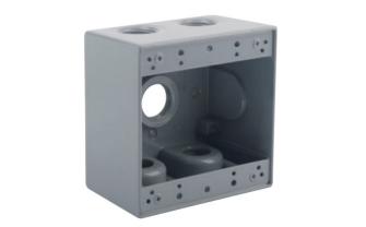 TWO GANG DEEP WEATHERPROOF BOX OUTLETS (5 HOLES) - ALUMINUM