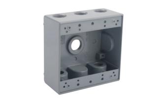 TWO GANG WEATHERPROOF BOX OUTLETS (6 HOLES)-ALUMINUM