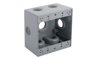 TWO GANG DEEP WEATHERPROOF BOX OUTLETS (7 HOLES SIDE OPENING)-ALUMINUM