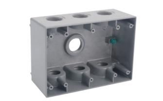 THREE GANG DEEP WEATHERPROOF BOX OUTLETS (7 HOLES) - ALUMINUM