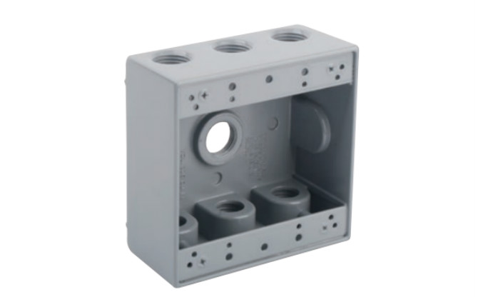 TWO GANG WEATHERPROOF BOX OUTLETS (7 HOLES) - ALUMINUM