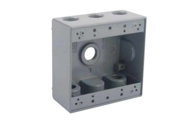 TWO GANG WEATHERPROOF BOX OUTLETS (6 HOLES)-ALUMINUM